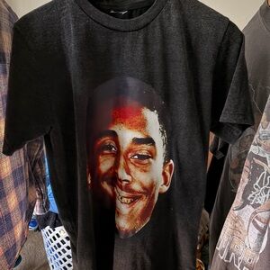 Custom Kobe Black Graphic T-Shirt with Smiling Face Design